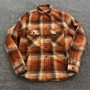 Zara Orange and Brown Plaid Shirt S